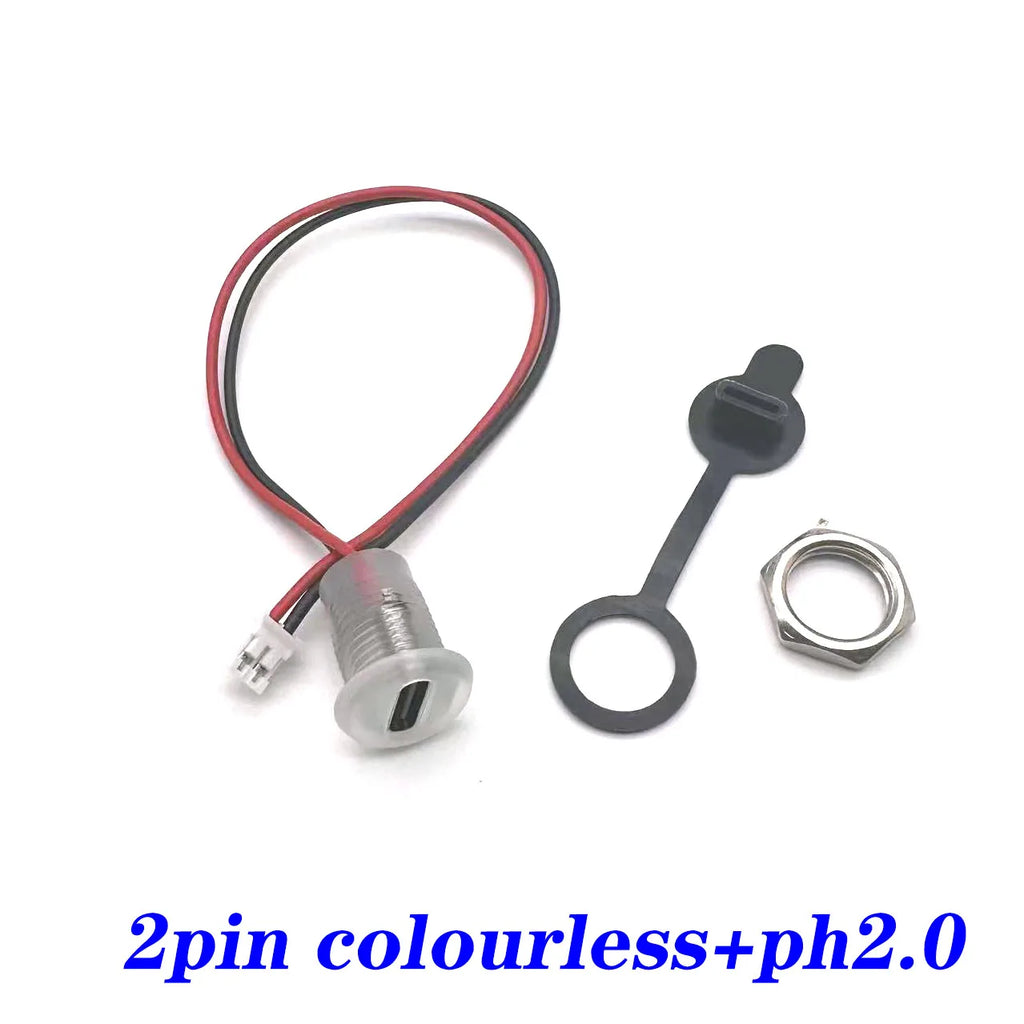 USB 2P/4P/5P/6P Connector Type-C Waterproof with PH 2.0 Nut Locking Plate Female Waterproof High Current Fast Charging Jack Port