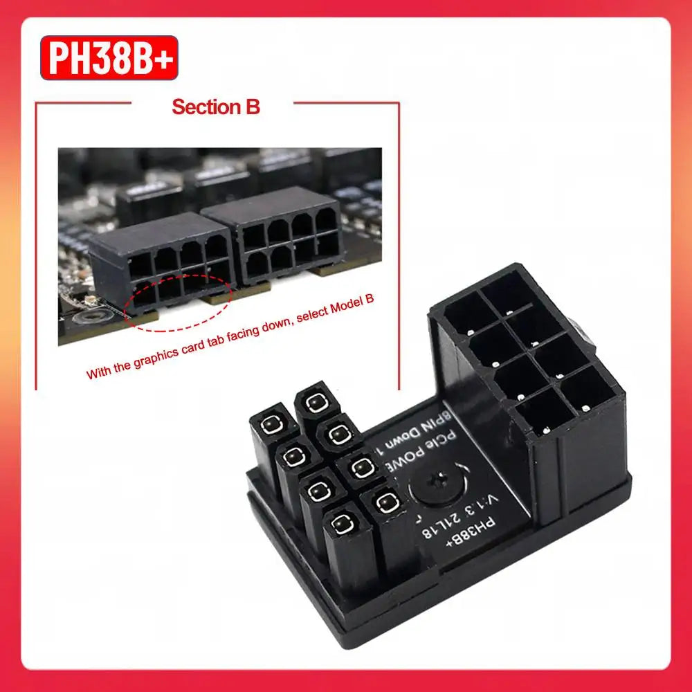 Power Adapter Board 8 Pin GPU Power Connector 6 Pin GPU PCIe 180 Degree Angle for PC Computer Graphics Card