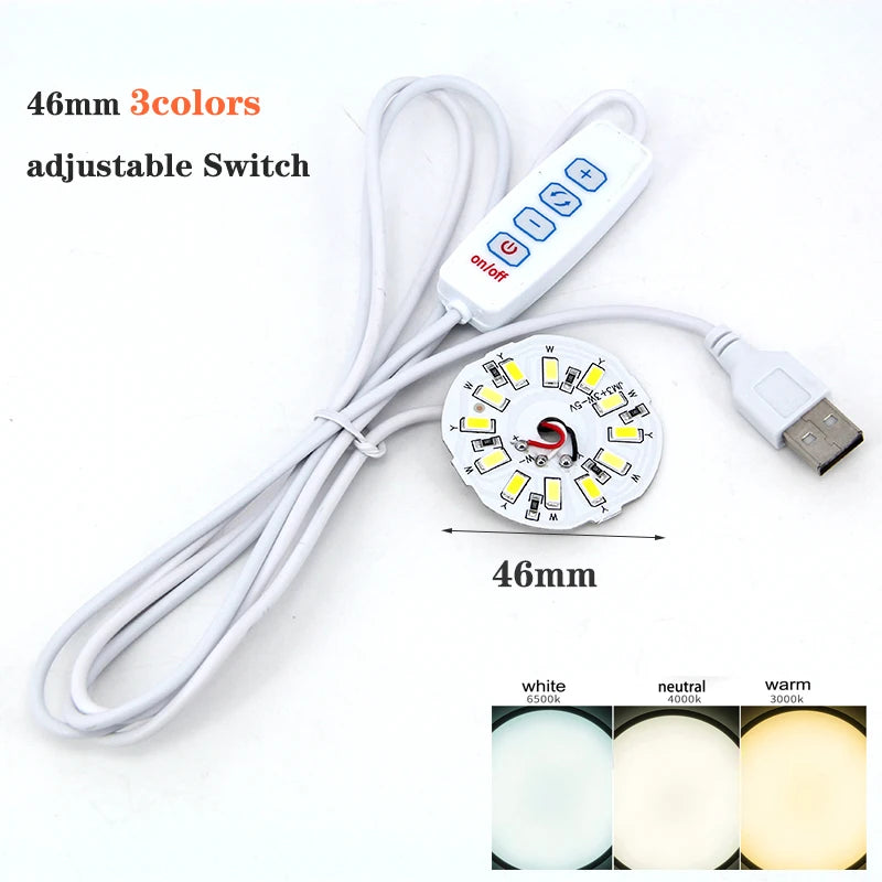 Warm White DC 5V 3W USB LED Lights 2835 Chip Single Color Reading Night Light Desk Book Tablet Lamp with Cable Dimmable