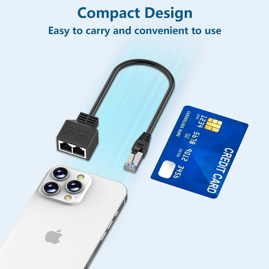 RJ45 8P8C Eight Core Network Cable Splitter Network Tee 1 Male to 2 Female Adapter Network Extender CAT6/CAT5