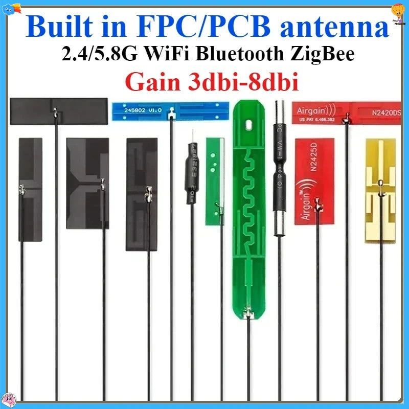 5Pcs/Lot 2.4G 5G 5.8G Dual Frequency With Built-in FPC Soft Board Wifi Bluetooth PCB Patch High Gain Antenna