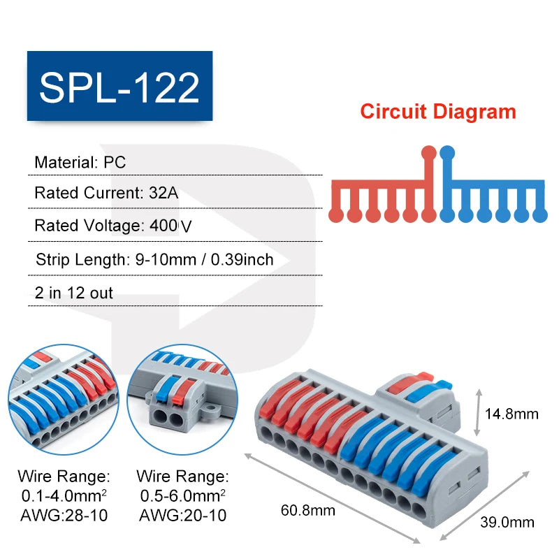 5PCS Lever Fast Wire Connectors Connect Electrical Universal Splicing Compact Inline Push-in Home Terminals Block 412/413 SPL