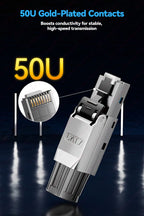 JEYI CAT8/CAT7/CAT6A RJ45 Toolless Ethernet Cable Connector 40Gbps/10Gbps Shielded Network Cable Plug for 22-24AWG STP Lan Cable