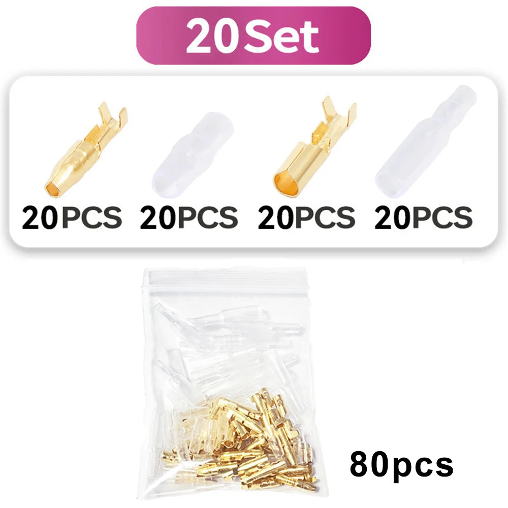 4.0 Bullet Crimp Terminal Car Electrical Wire Connector with Insulated Sleeve Copper Male and Female Quick Wire Connectors Sets