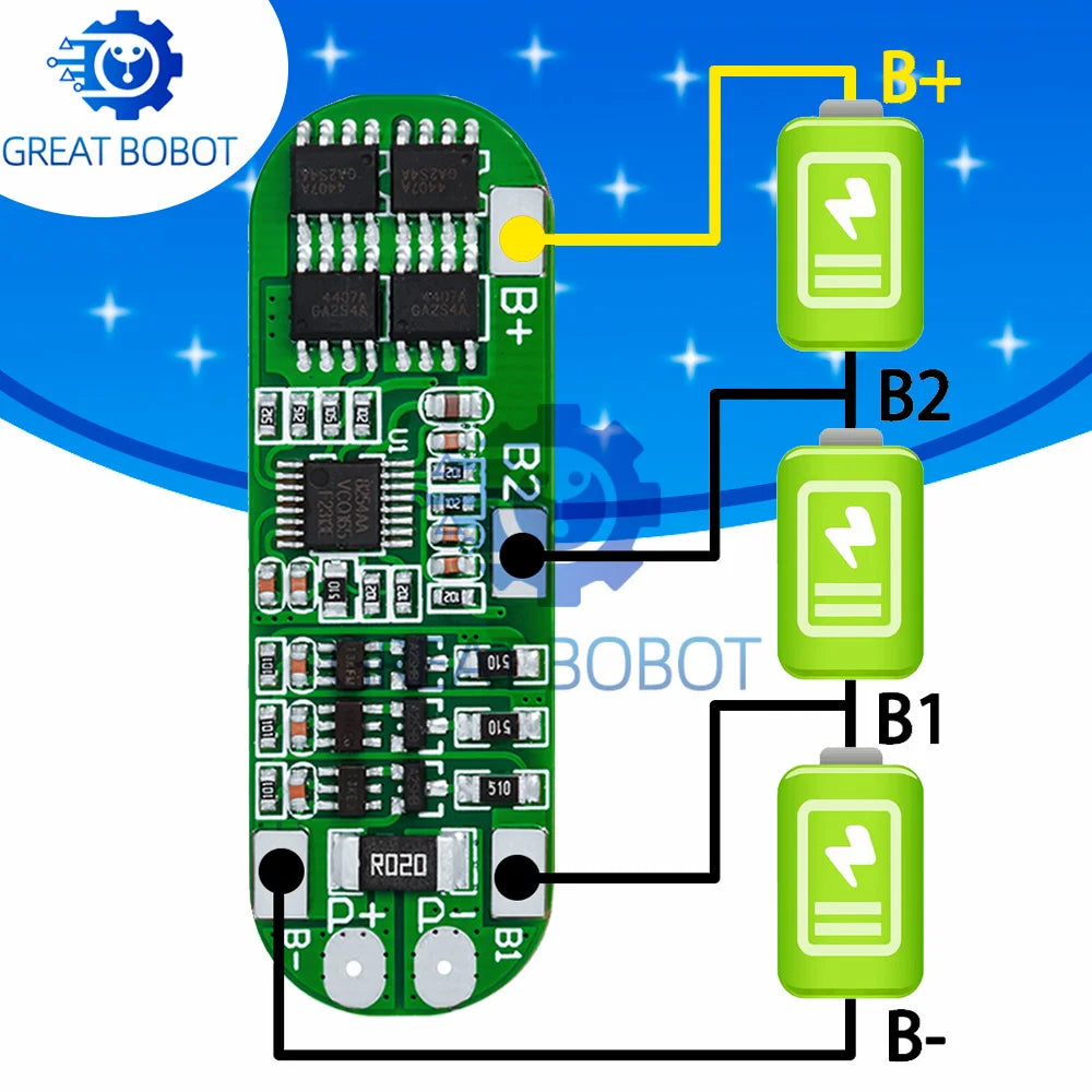 1-5PCS 3S 10A 12V Lithium Battery Charger Protection Board Module for 18650 Li - ion Charging - BMS 11.1V - 12.6V