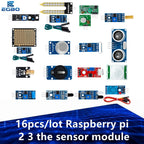 16 in 1 Sensor Module Kit HC-SR04 DHT11 DS3231 KY-008 Sound Rain Soil Detection Sensor for Arduino Raspberry Pi 2 3
