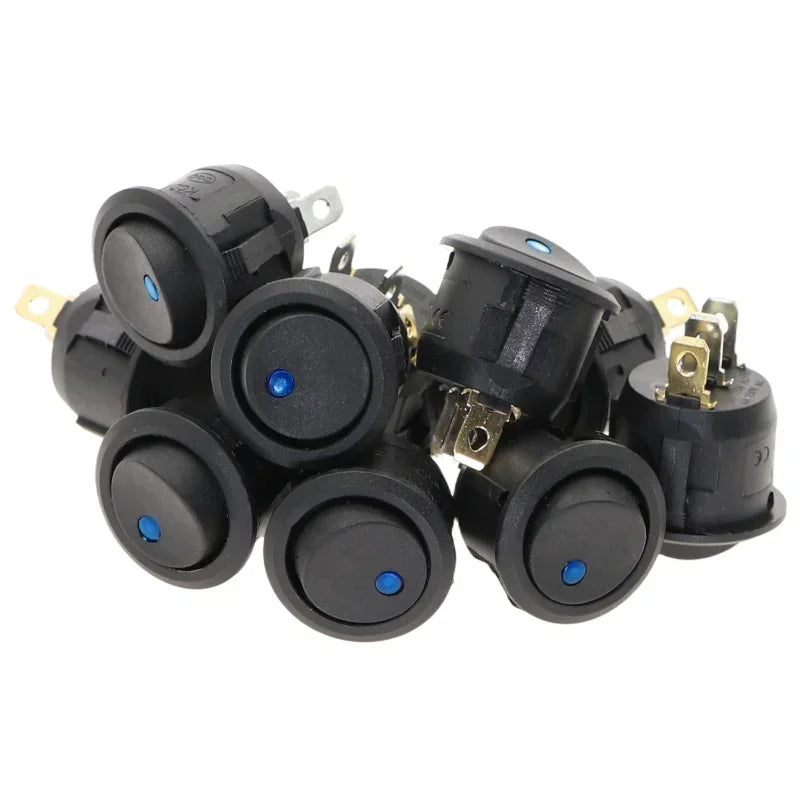 10Pcs ON/OFF 12V 220V 20mm Round Rocker Dot Switch Waterproof LED Light Luminescence Toggle Switches 3Pin