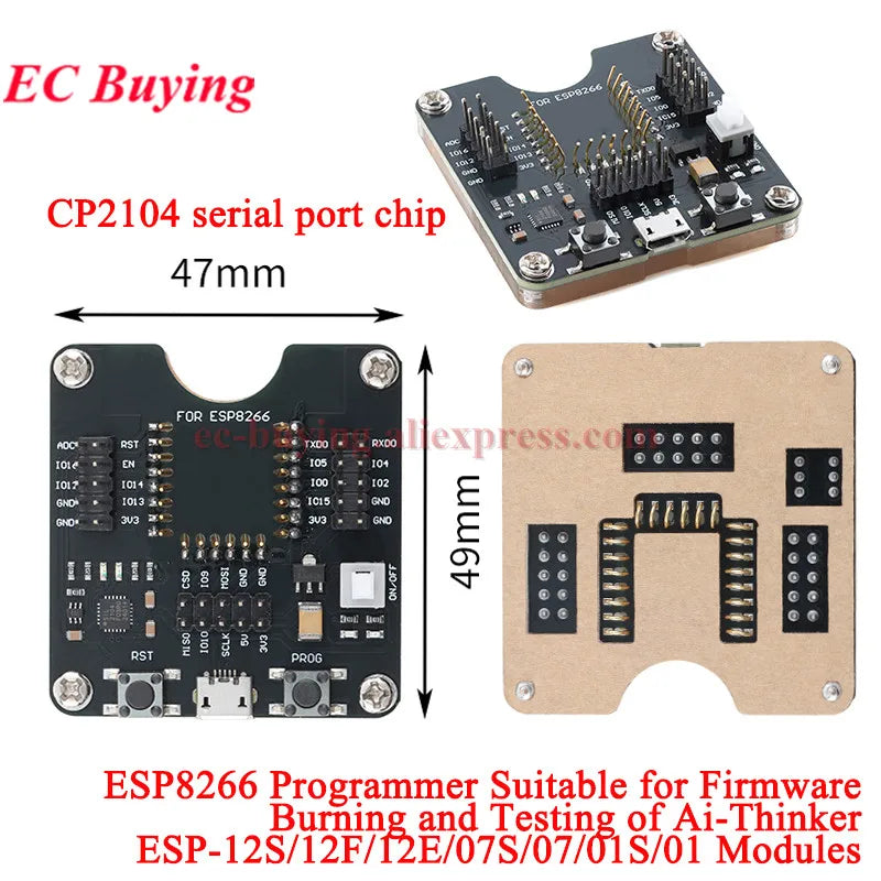 ESP8266 ESP-W&ROOM-32 ESP32-WROVER Development Board Test Programmer Socket Downloader Burning Fixture Tool for ESP-12F/07S/01
