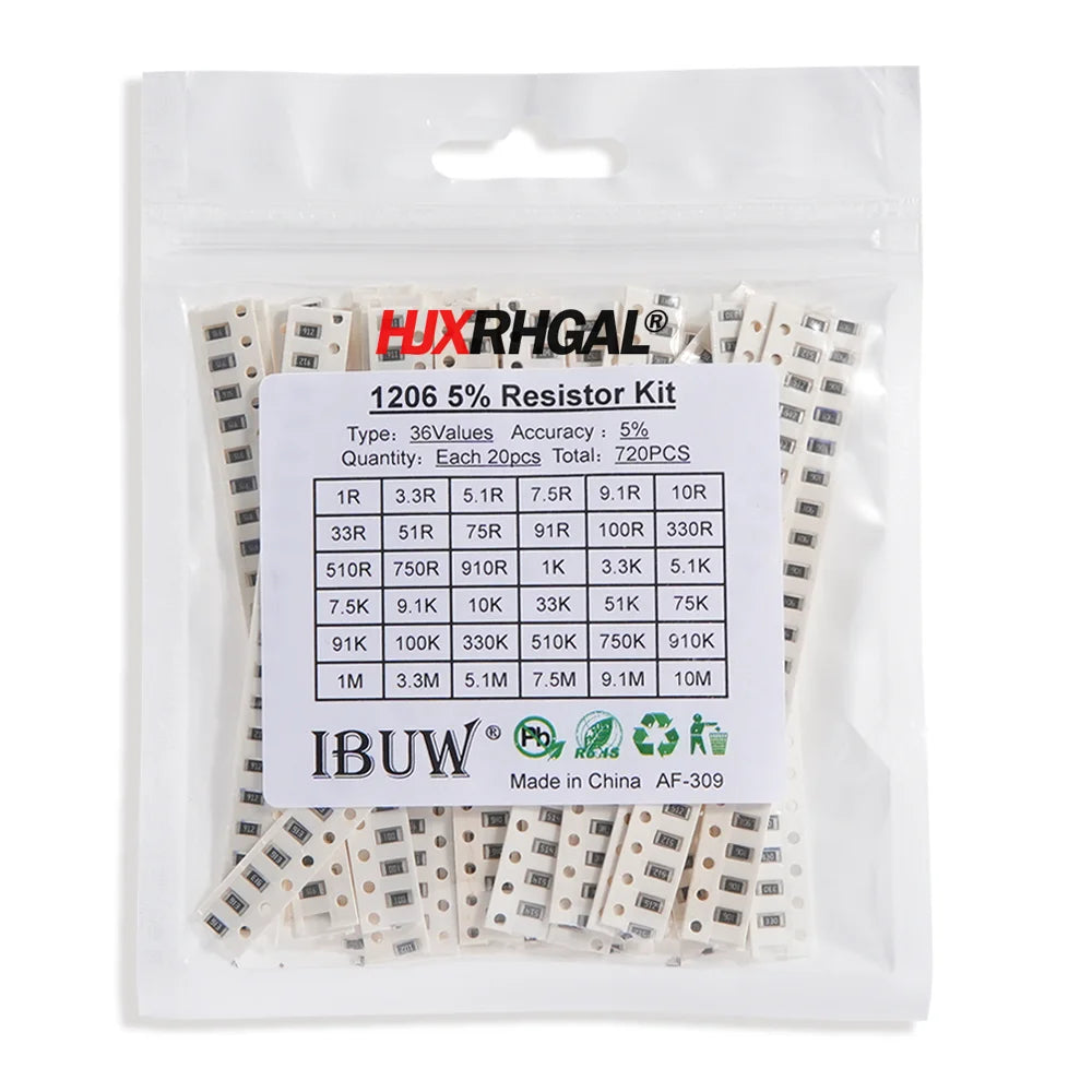 33Values 0402 0603 0805 1206 1210 2512  SMD Resistor Kit Assorted Kit 1ohm-1M ohm Sample Kit 80Values 36Values 10Values