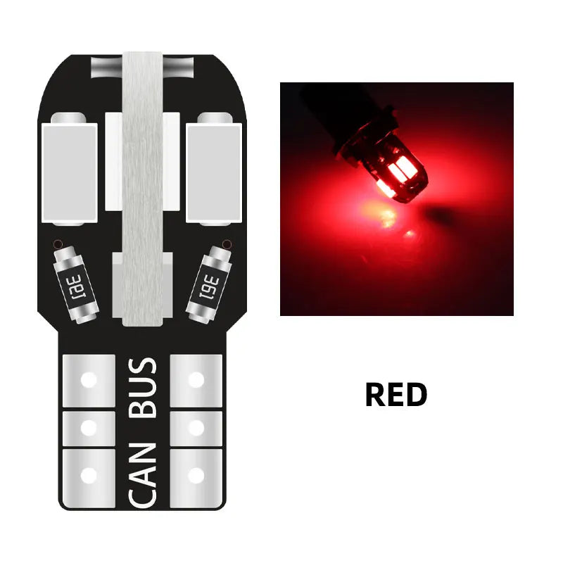 10pcs  W5W Led T10 Canbus Led Bulbs 8Pcs 5730 SMD 168 194 LED Interior Map Dome Lights Auto Clearance Light Parking Signal Lamp