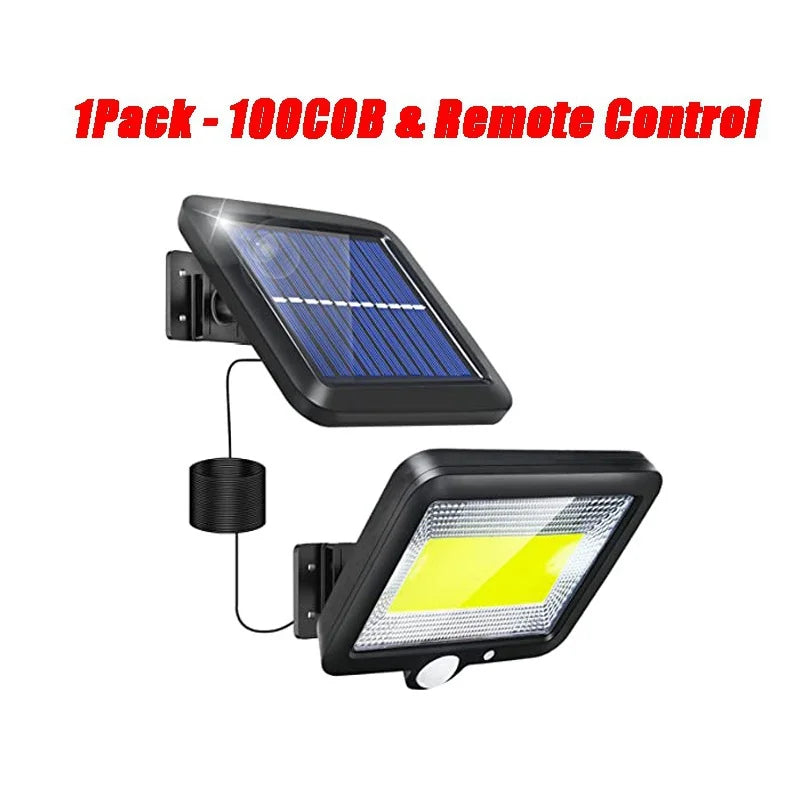 72/100COB Waterproof Super Bright Solar Motion Sensor Light Wall Lamp Garden Outdoor High-brightness Lights with Remote Control