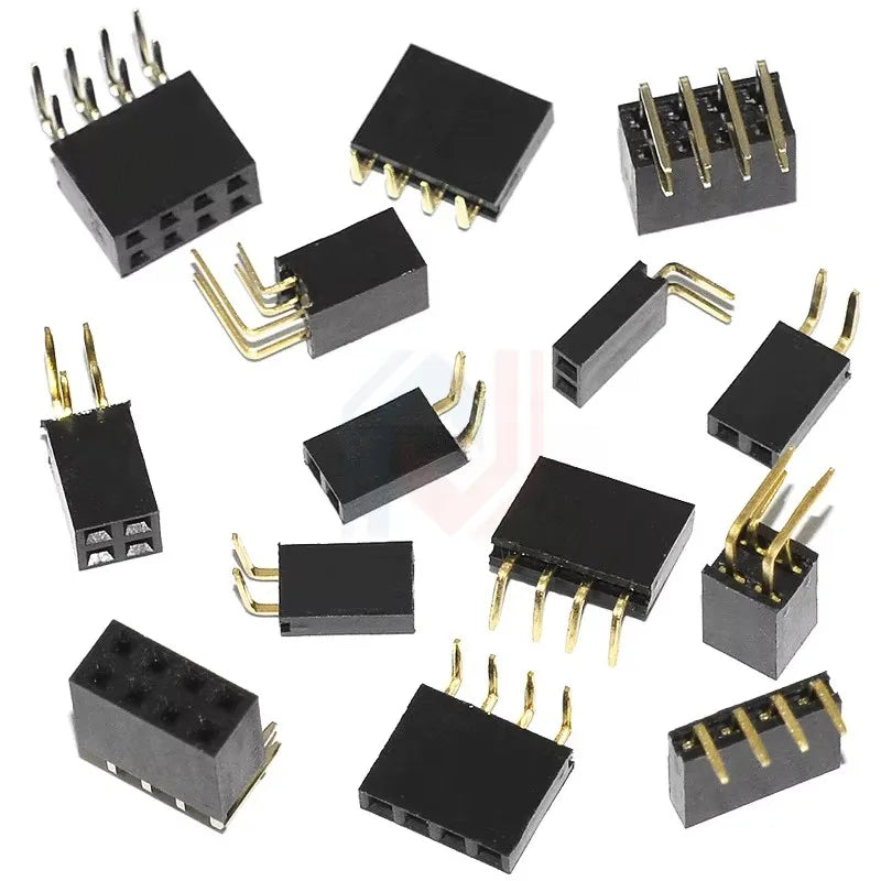 10PCS 2.54mm Curved Needle Female Header Single Row Double Row 90 Degree Socket Pin Header 2P3P4P5P6P8P-40P Pin Connector