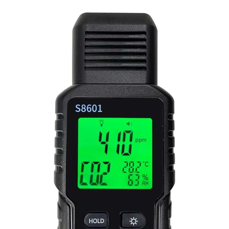 Indoor CO2 Meter Carbon Dioxide Sensor & Alarm NDIR Air Quality Monitor with Temp Humidity LCD Portable High Precision Detector
