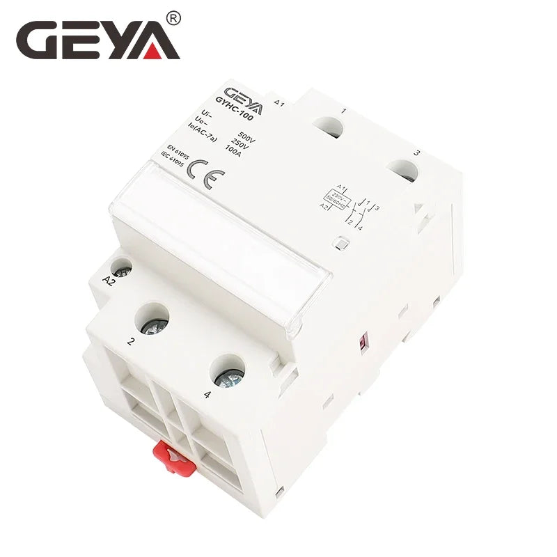 GEYA GYHC 2Pole 100A Modular Contactor 2NO 2NC 1NO1NC 220V Automatic Household Contactor Din Rail Type ICT 50/60Hz
