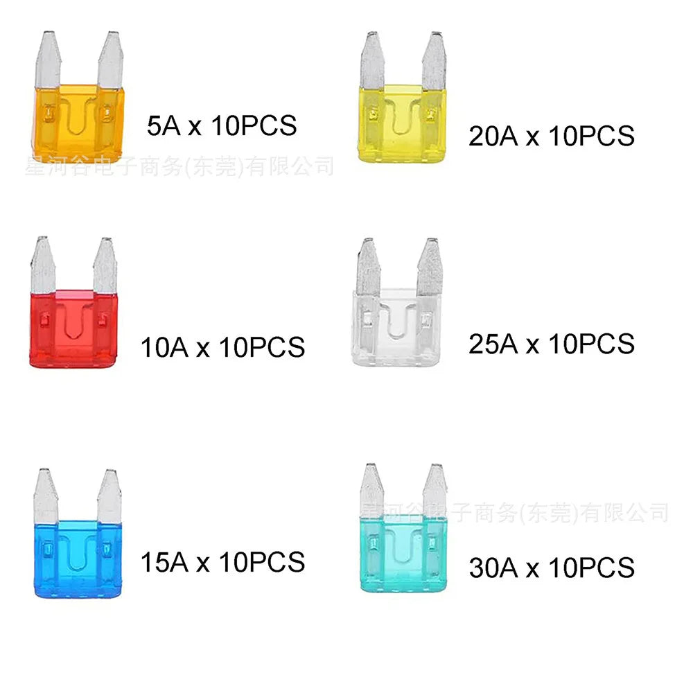 60 pcs 5-30A Automotive Blade Fuse Kits Blade Type Fuse Replacement for Car/RV/Truck/Motorcycle/Boat etc