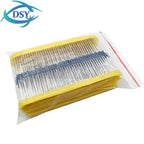 600pcs/set 30 Kinds 1/4W Resistance 1% Metal Film Resistor DSSUPPLY Pack Assorted Kit 1K 10K 100K 220ohm 1M Resistors 300pcs/set