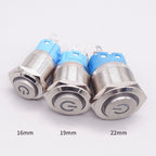 16mm 19mm 22mm Metal Power Supply Switch Push Button PC Pulsador Car Engine Backlit 3v 6v 12v 24v 220v Momentary Start Stop LED
