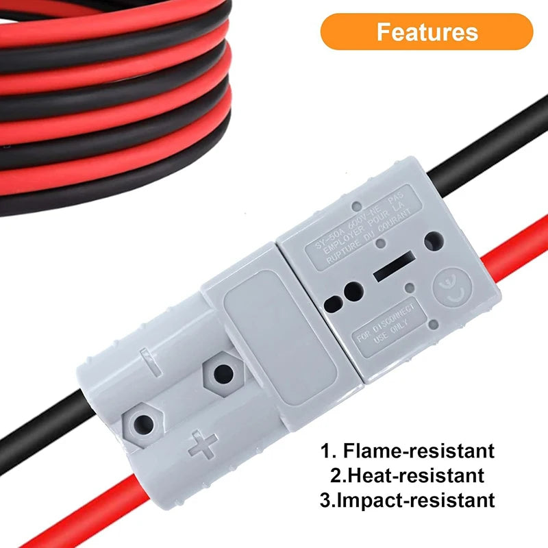 1pc Adapter 50A For Anderson Plug Connector Double Y Adapter 4mm Car Cable 4 Square Wires 30cm For Forklifts Stackers Vehicles