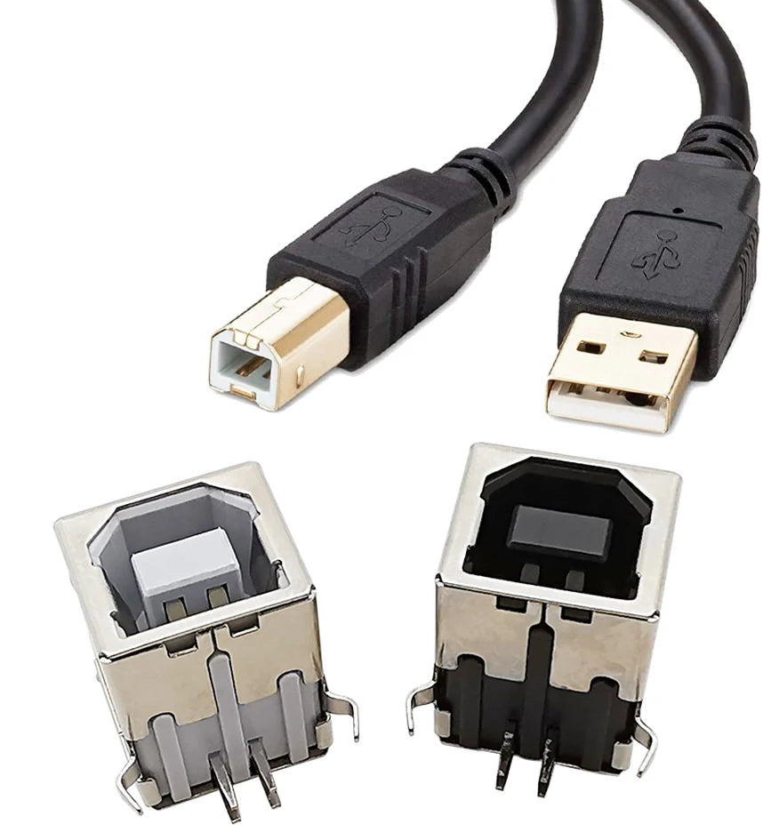 5Pcs USB Type B Female Socket Printer Data Interface Connector Repair Jack Port Right Angle 4Pin PCB DIP USB B Soldering Adapter