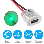 5/10pcs Type-C Female 2P Wire Type USB Connector Pigtail Cable Extension Power Cable Open End Connector Transparent with Light