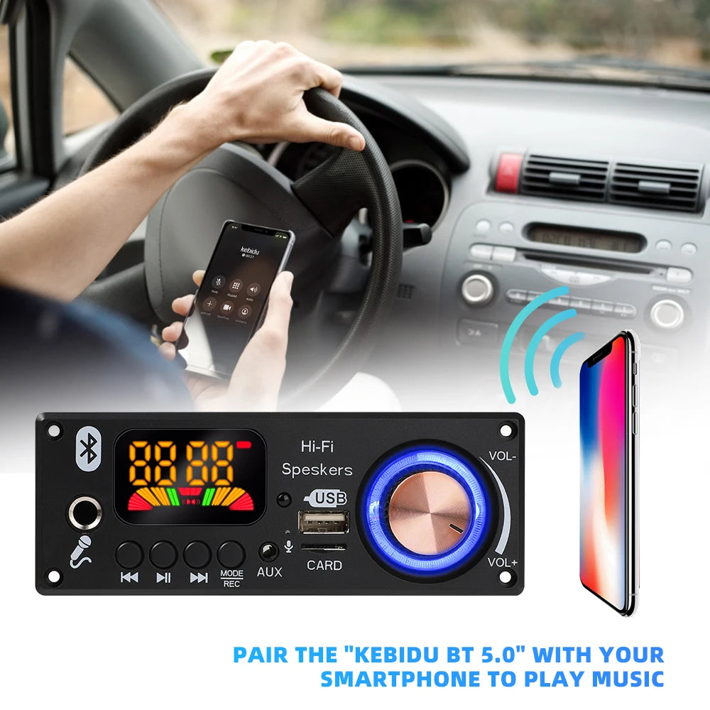 160W Amplifier Bluetooth 5.1 MP3 Decoder Board 2*80W Audio Player 12V DIY MP3 Player Car FM Radio Module TF USB Mic Record Call
