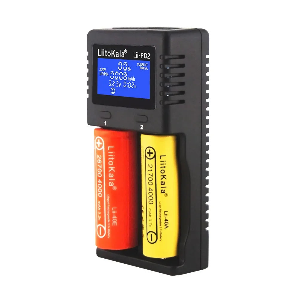 LiitoKala Lii-PD2 Lii-PD4 LCD Lipo Battery Charger For 21700 20700 18650 18350 26650 22650 14500 NiMH Smart Full Automatic Stop