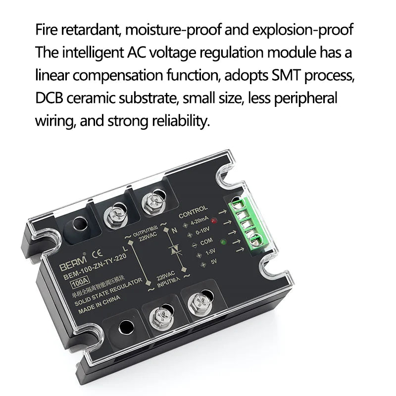 Single phase solid state relay three-phase fully isolated intelligent AC voltage regulating module BEM-40-ZN-TY-220 380