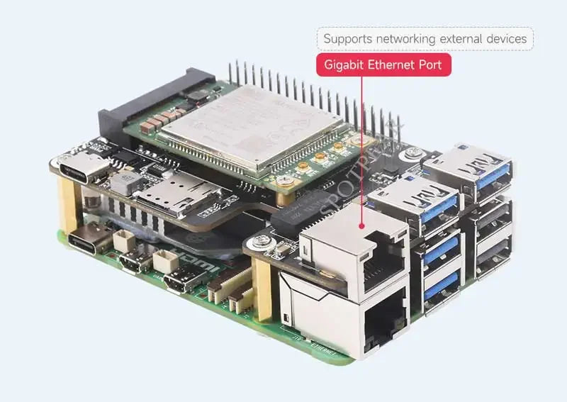 Raspberry Pi 5 PCIe to MiniPCIe 4G Gigabit Ethernet RJ45 USB HUB HAT With LTE Module SIM7600E SIM7600SA-H SIM7600G EC25-AUX EG25