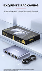 ROVLL Gigabit 1000Mbps RJ45 Ethernet Network Splitter 1 to 4 LAN Adapter Connector for PC Laptop TV Router Network Cable