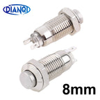 1PC 8mm Self-reset Momentary Self-locking Latching Metal Push Button Switch 2pins NO LED high head switch