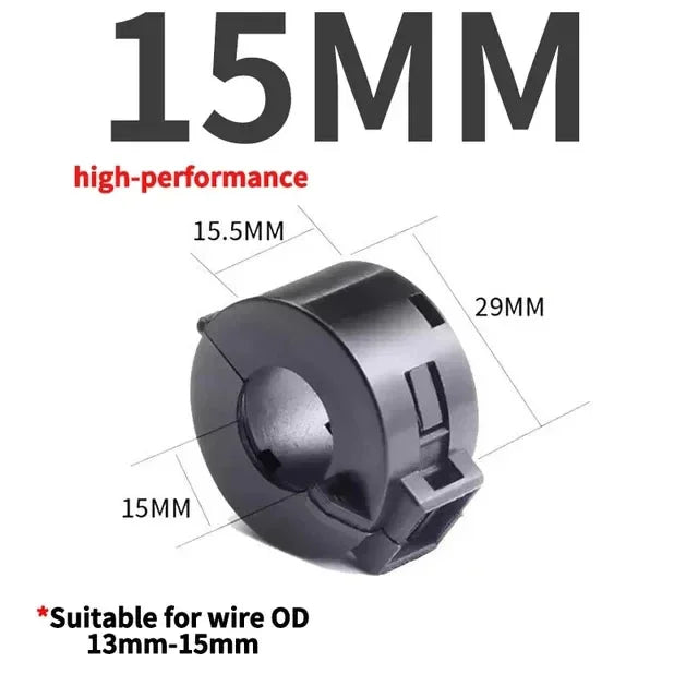20PCS 3.5/5/7/9/13mm Ring Core Ferrite Bead Clamp Choke Coil EMI RFI Noise Filter Clip Snap Cable for Black Magnetic Snap-on