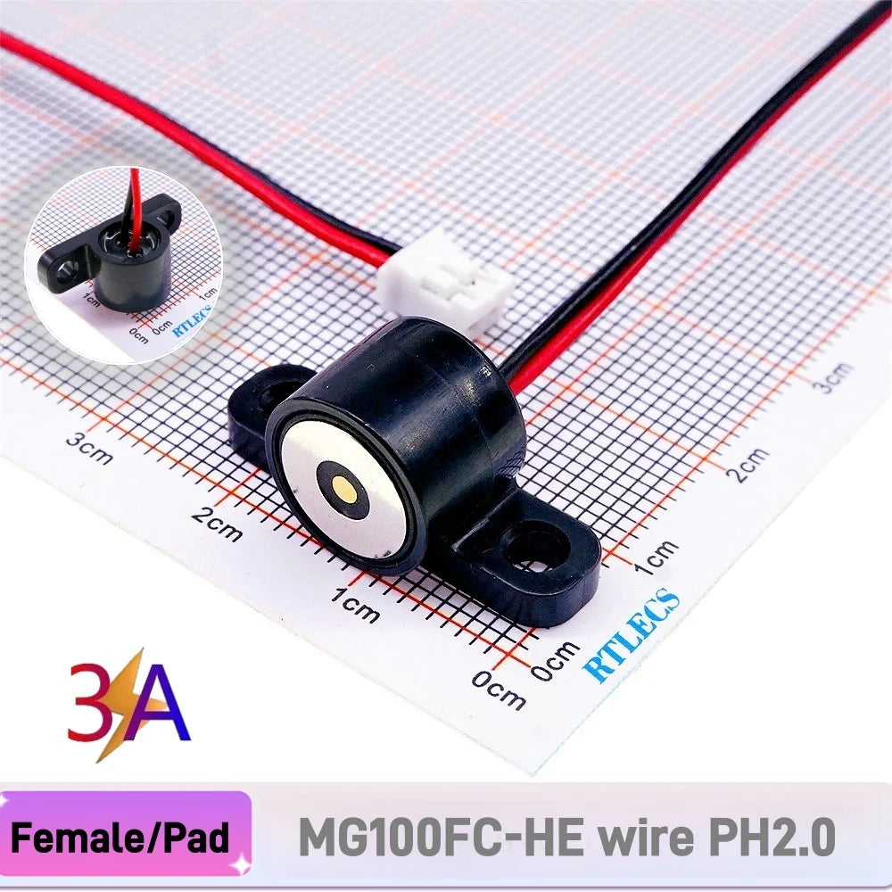 Circular High Current 3A 12V Magnetic Connector Threaded Panel Mount Holes Self-Locking Waterproof Terminals Charging Wire PH2.0