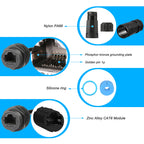 1PC RJ45 8p8c Waterproof Connector, RJ45 Male to Female, Panel Mount Type, Zinc Alloy Body+PA66 Plastic+Copper Contact 250mm
