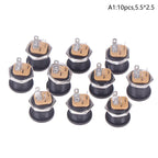 5/10pcs 5.5 X 2.1mm 5.5*2.5mm Convenient Snap Type DC Power Jack Socket Female Panel Mount Connector Port
