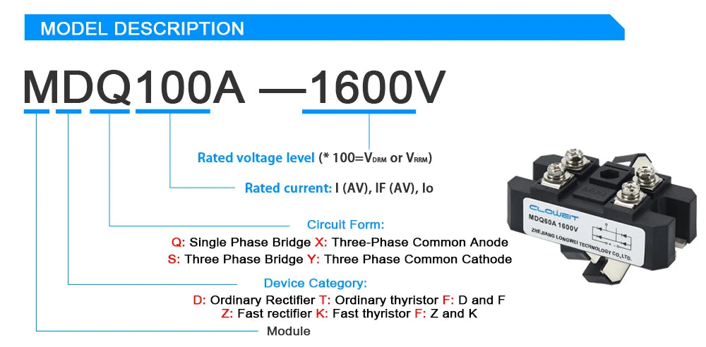 Volt Silicon Single 1 Phase Diode Metal Case Bridge Rectifier MDQ 100A Amp 1600V Single Phase Rectifier Bridge Module