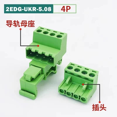 2EDG-UKR-5.08mm Rail Mounted Plug-in Terminal Block Connector 2EDG 5.08mm 2P 3P 4P5P-24Pin Screw Free Guide Rail Docking KD Plug