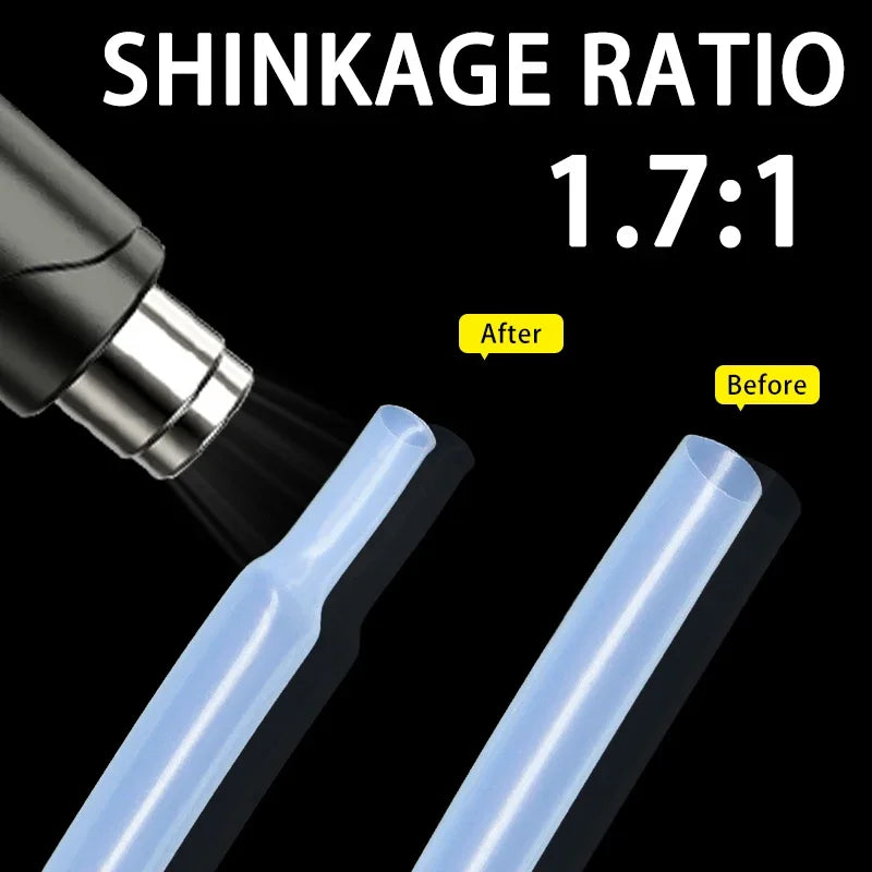 1/5m PTFE Heat Shrink Tube Transparent Diameter 0.5/1/2/2.5/4/5/6/8/10/12mm High Temperature 260℃ 1.7:1 Shrinkage Tubing