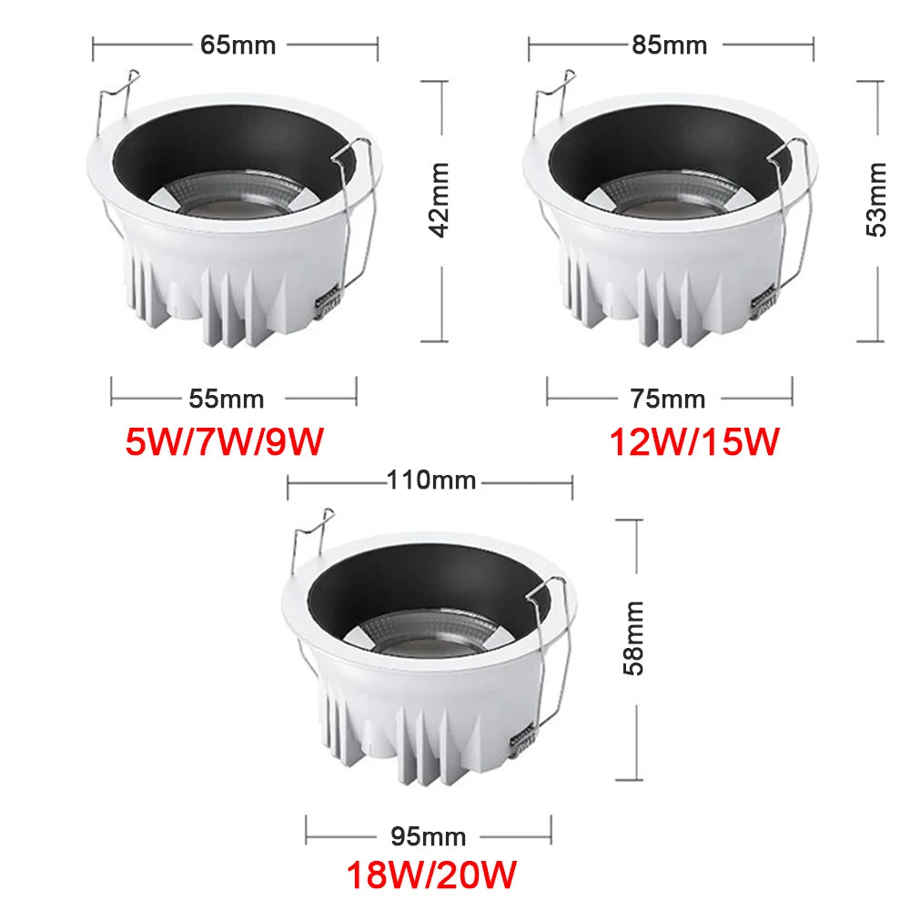 3CCT Tuya Bluetooth/Zigbee Matter Smart Recessed LED Downlight Aluminum Downlight AC5W-20W Spot Light