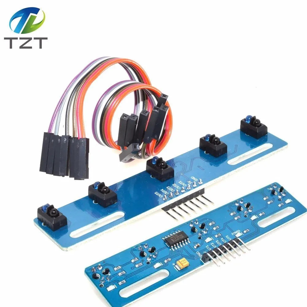 TZT 5 channel Infrared Reflective Sensor TCRT5000 KIT 5 way/road IR Photoelectric Switch Barrier Line Track Module
