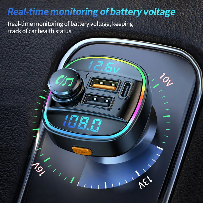 Bluetooth Handsfree FM Transmitter Car Radio Modulator MP3 Player With 22.5W USB Super Quick Charge Adapter for Car