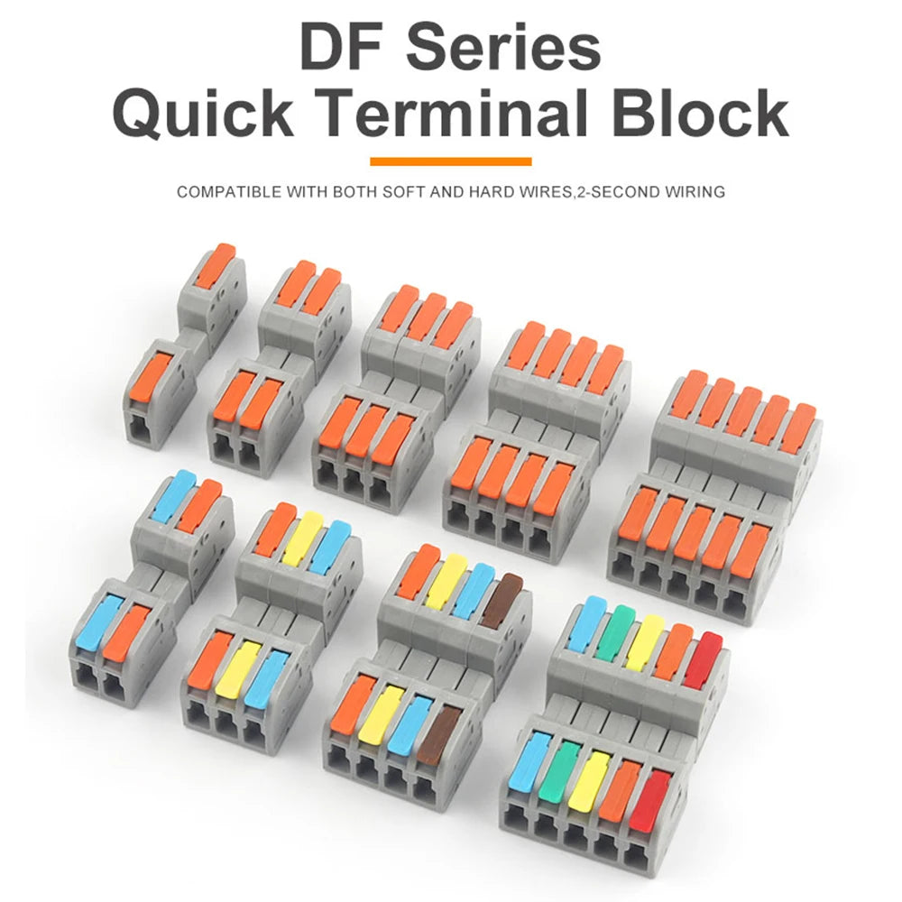 5Pcs Male Female Universal Compact Electrical Wiring Connectors Push-in Conductor Terminal Block Docking Mini Quick Wire Connect