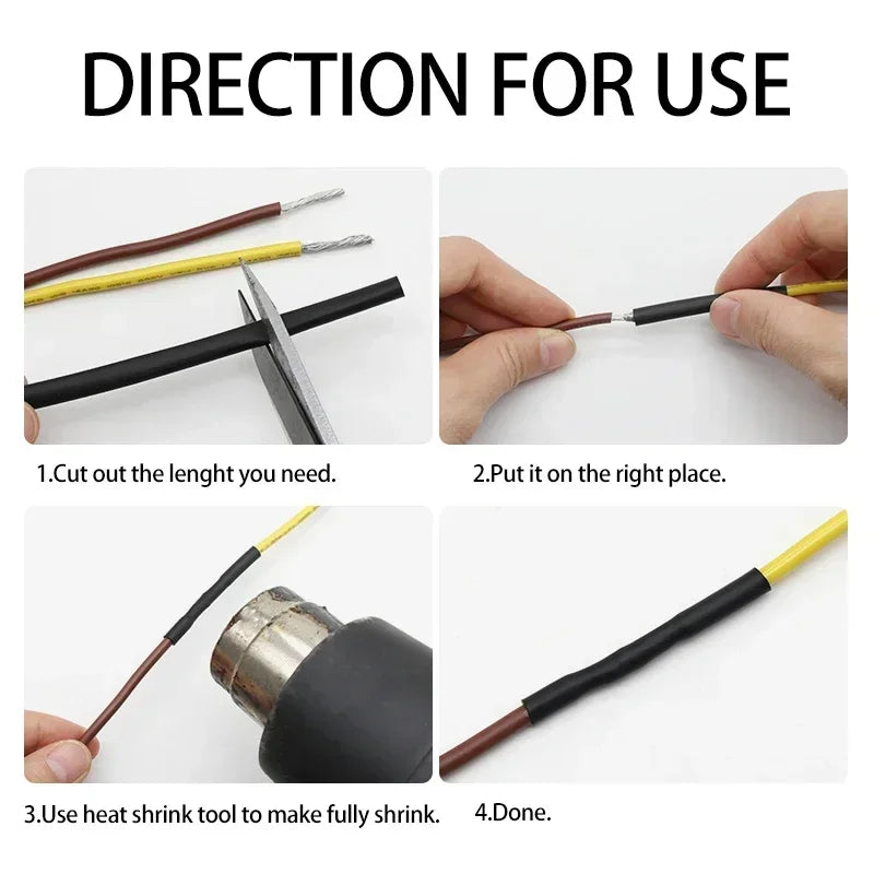 1/5M 1.7:1 Black 0.8mm~30mm Silicone Heat Shrink Tube Flexible Cable Sleeve Insulated High Temperature DIY Wire Wrap Protector