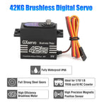 Brushless Motor 180° Metal Gear High Torque Digital Servo 42KG with 25T Metal Servo Arm for 1/10 1/8 RC Car Robot Boat Truck