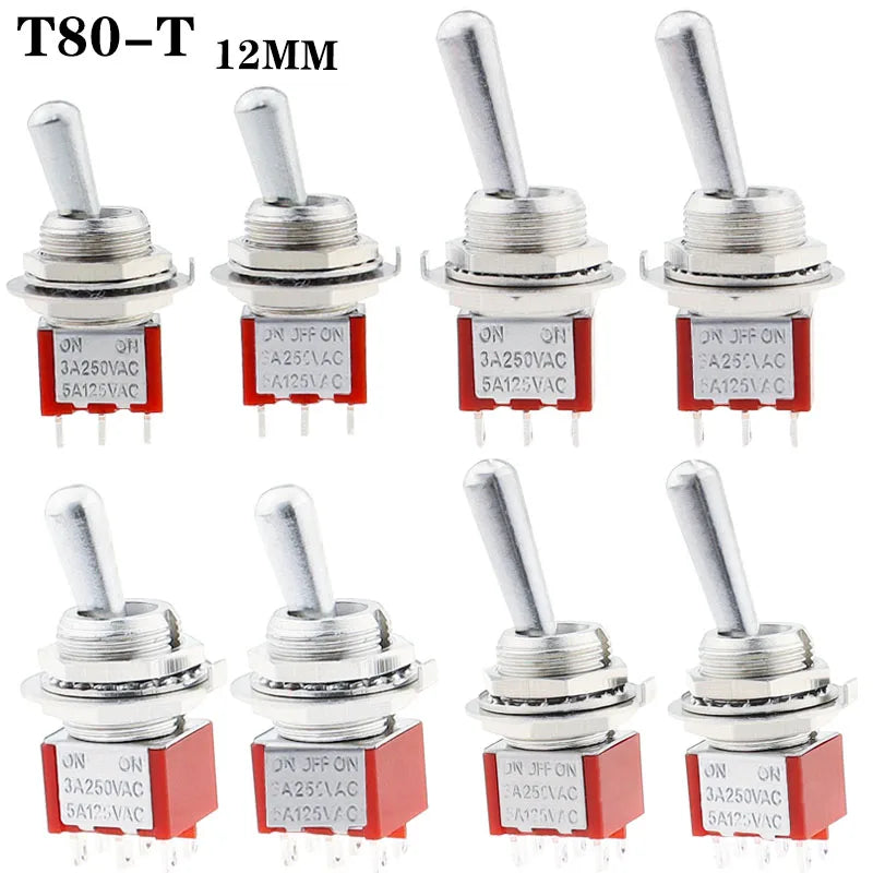 1Pcs/5Pcs SH T80-T Z1 Series Large Long Handle 12mm Panel Mount Mini Toggle Switch 5A 125VAC