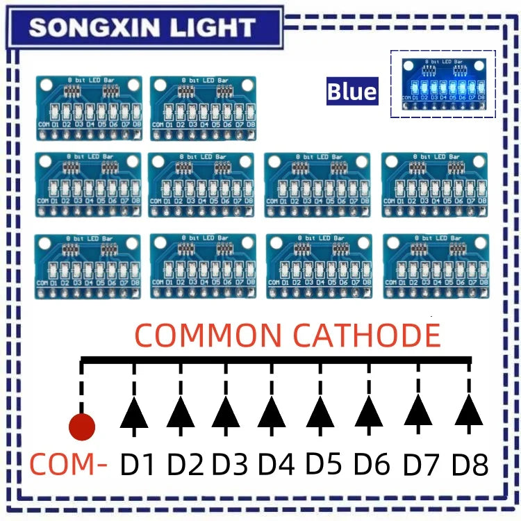 3-24V 8 Bit Blue/Red Common anode/cathode LED indicator Module Breadboard starter kit Board for MCU ARM 3d printer UNO MEGA2560