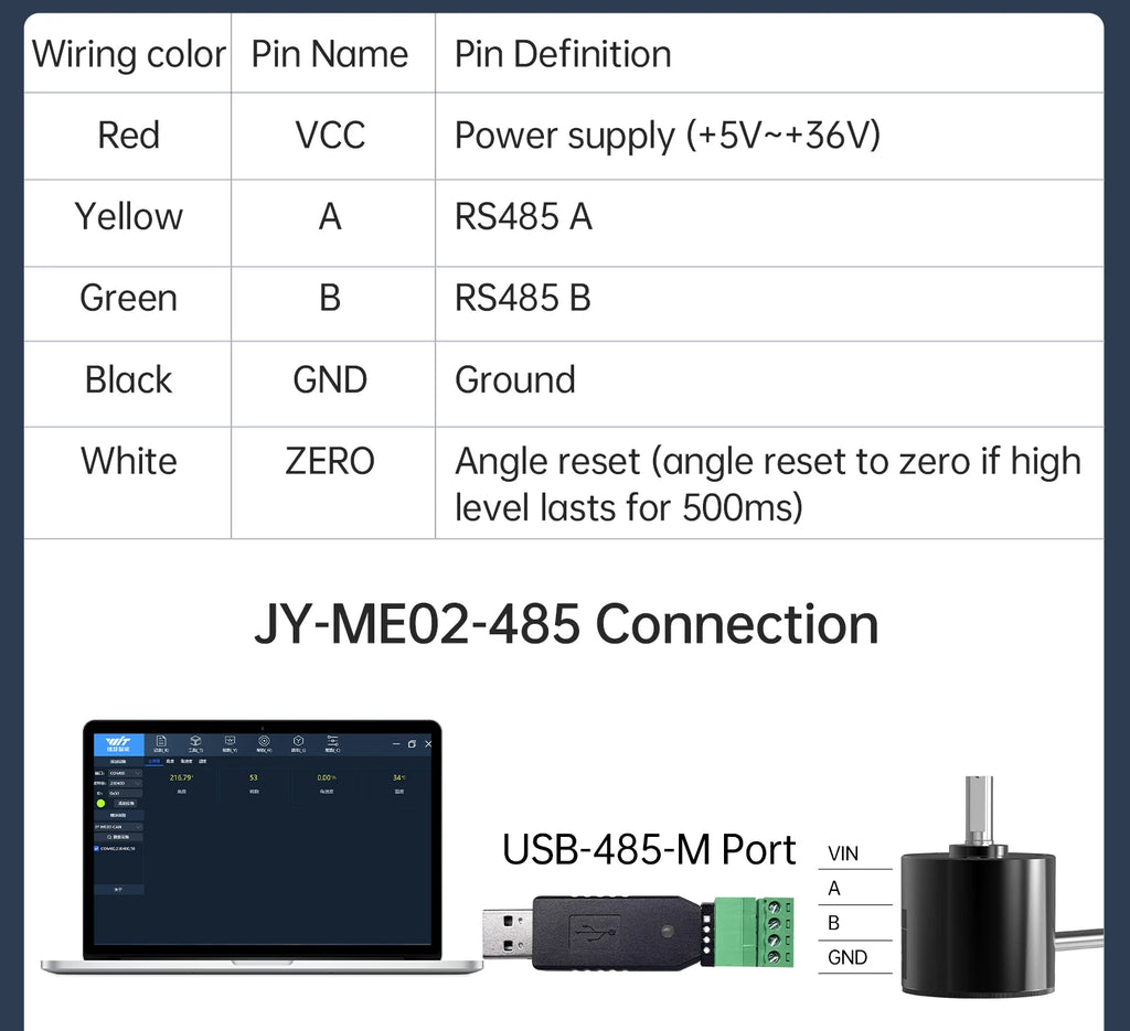WitMotion JY-ME02 Rotary Absolute Encoder Digital High-Precision Angle Sensor 485 CAN Interface Power-Off Memory Angle Sensor