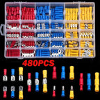 102/280/300/480PCS Insulated Cable Connector Wire Crimp Spatula Butt Ring Fork Kit Ring Lug Rolled Terminal Kit
