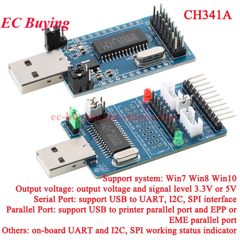 CH341A Programmer USB to SPI I2C IIC UART TTL ISP Serial Adapter Module EPP/MEM Converter Brush Debugging RS232 RS485 CH341T
