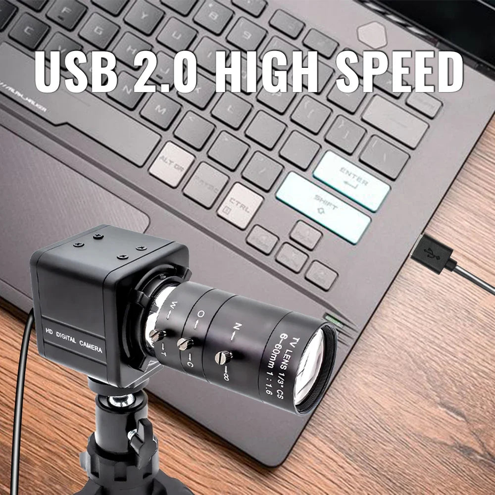 Global Shutter USB Camera 1080P 90FPS Industrial Metal Box With 5-100mm Varifocal Lens Plug Play For Meeting Document Scanning