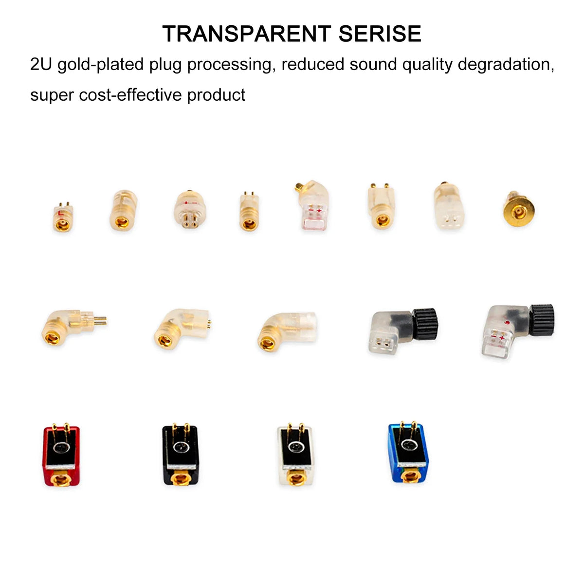OKCSC 1 Pair Earphone Interface Conversion Pin Connector HIFI Headphone Plug MMCX JH HD580 3.5mm to 0.78mm Gold-plated Plug